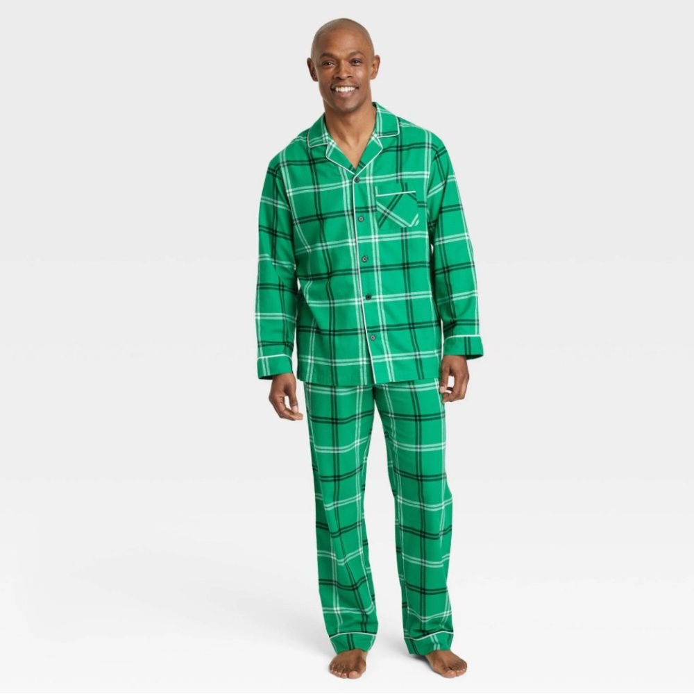 Wondershop Plaid Flannel Pajama Set Men's/Unisex M Green Loungewear Cozy PJ